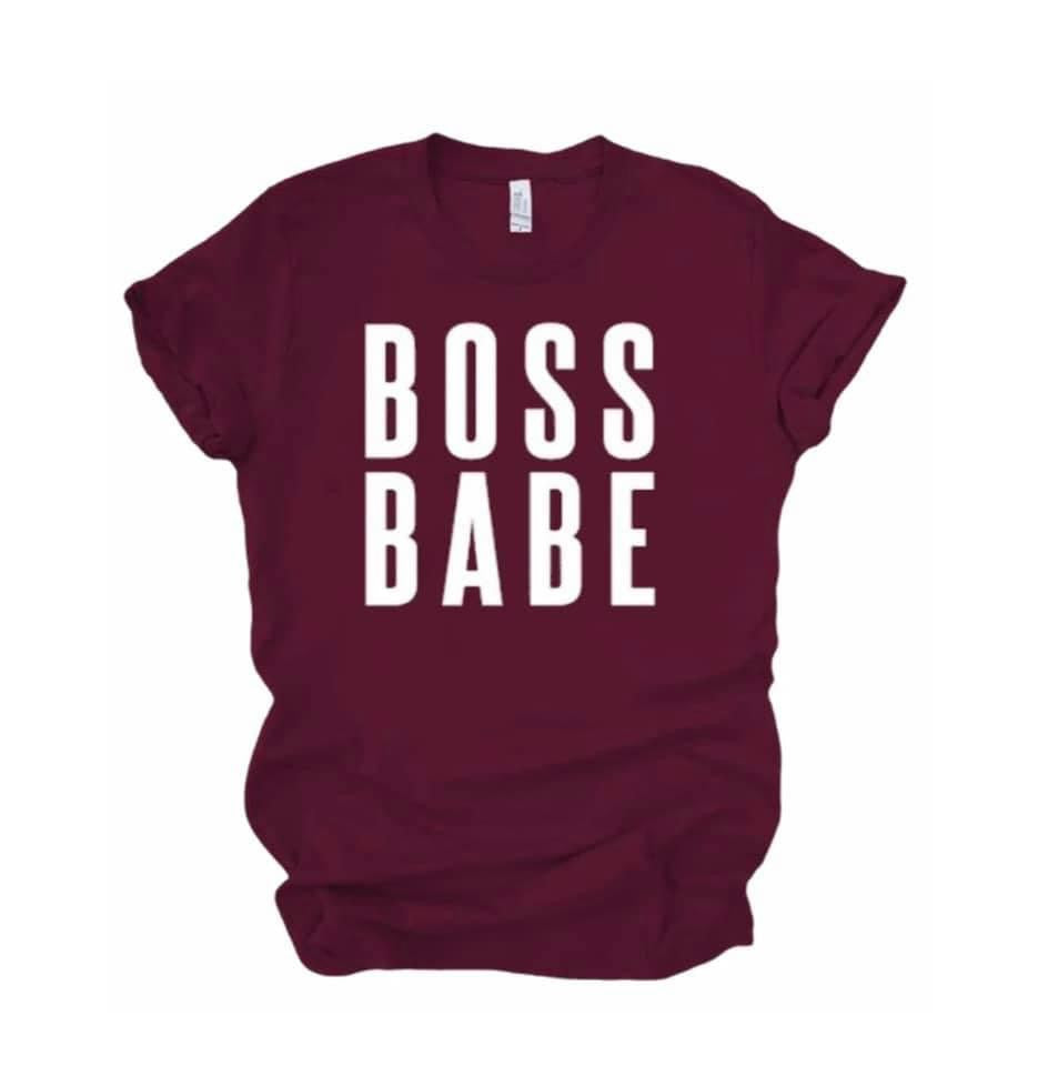 Maroon Boss Babe Tee for Women