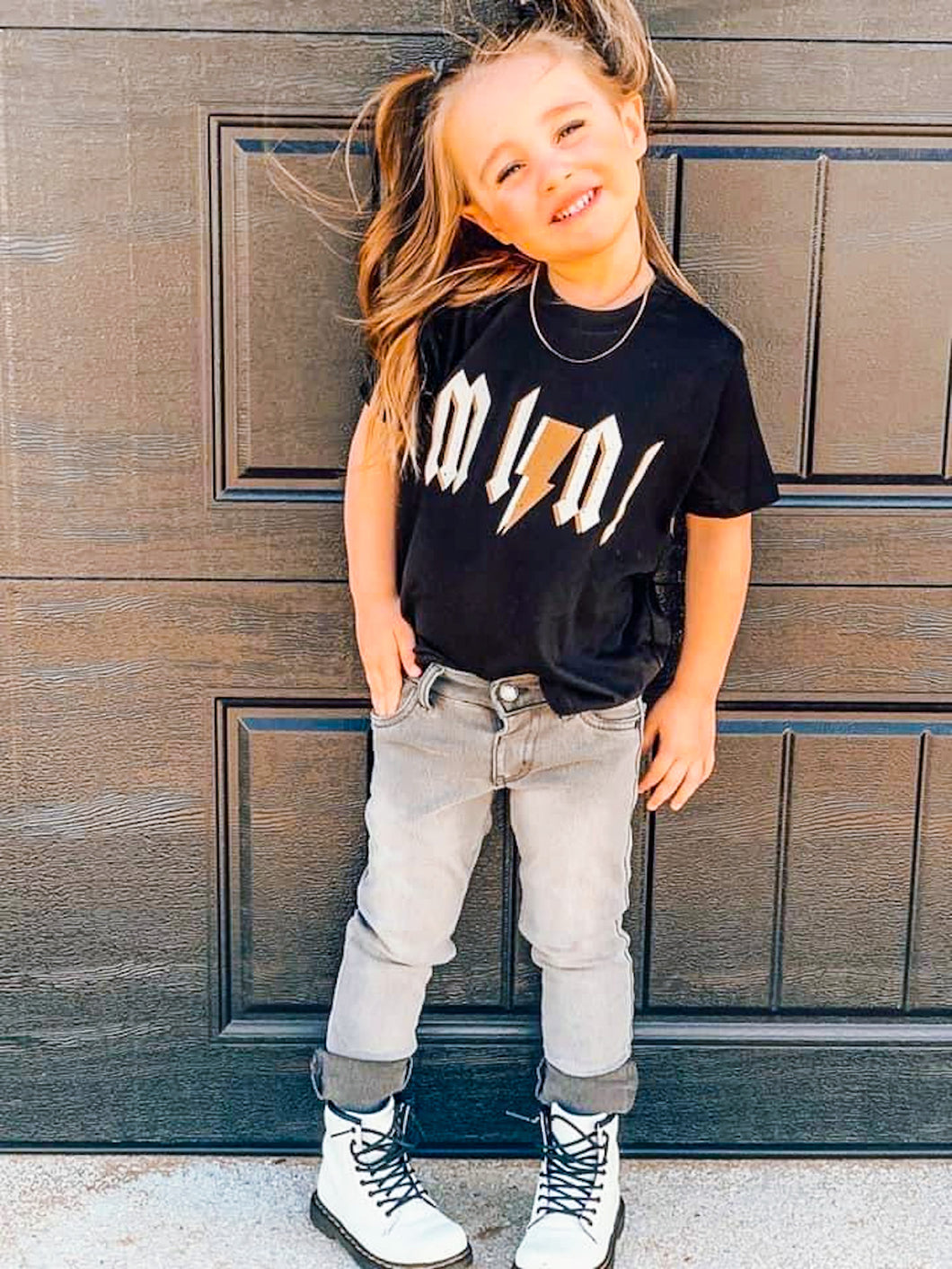 Mini Lightening Bolt Gender Neutral Tee for Kids