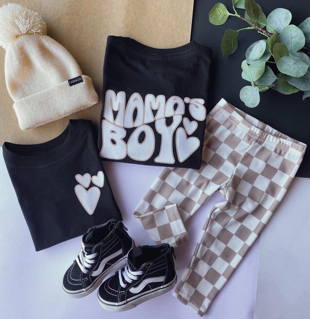 Beige Checkered Mama’s Boy Outfit