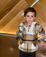 Load image into Gallery viewer, Khaki Fleece Plaid Hoodie for Boys
