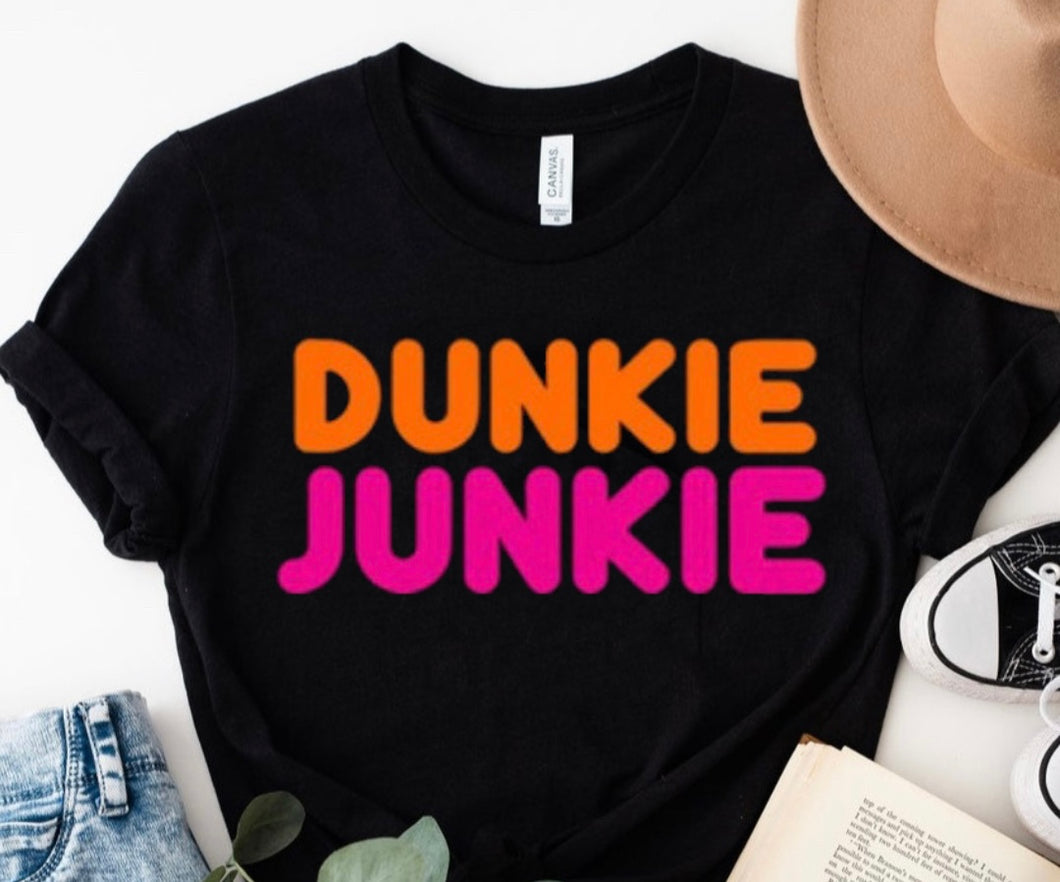 Dunkie Junkie Black Tee with Pink and Orange Print for Women